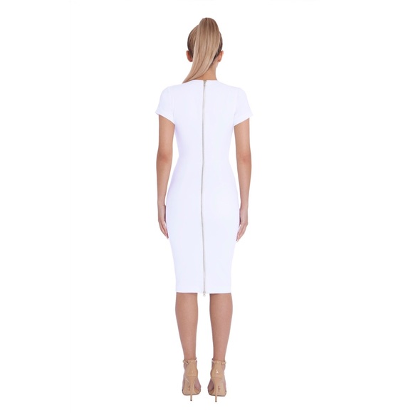 Stretch Crepe Fitted Knee-length Dress with Zipper - Picture 3 of 4